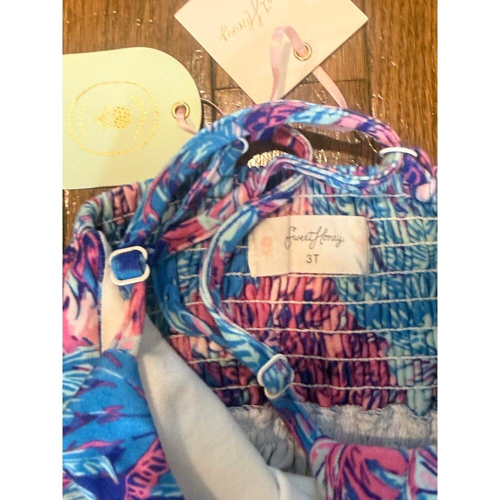 SweetHoney NWT Maxi Dress 3T & Matching Bikini 4T Tropical Palm Bundle - Picture 3 of 12